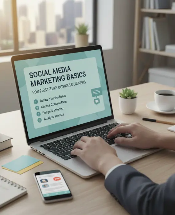Digital marketing analytics dashboard showing website traffic, SEO performance, conversions, and marketing insights.